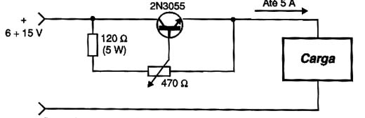 Reostato eletrônico usando um transistor de potência. 