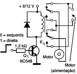 Invertendo a rotação de um motor com relé de 2 X 2. 