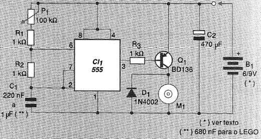 Diagrama completo do controle PWM usando um circuito integrado 555. Diagrama completo do controle PWM usando um circuito integrado 555.