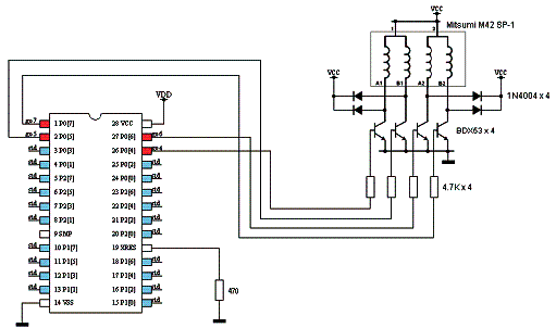 Circuito do controlador de motor de passo. 