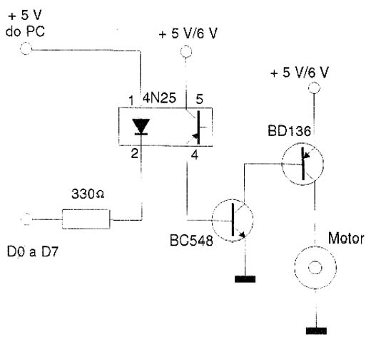Acionamento do motor com acoplador óptico. Acionamento do motor com acoplador óptico.