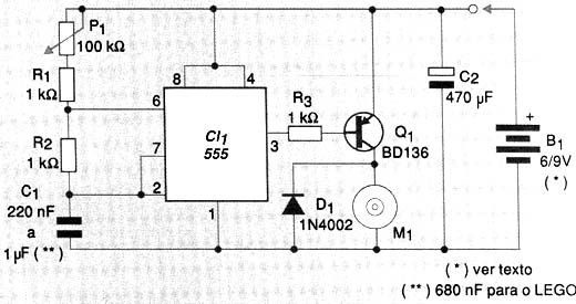 Diagrama completo do controle PWM usando um circuito integrado 555. Diagrama completo do controle PWM usando um circuito integrado 555.