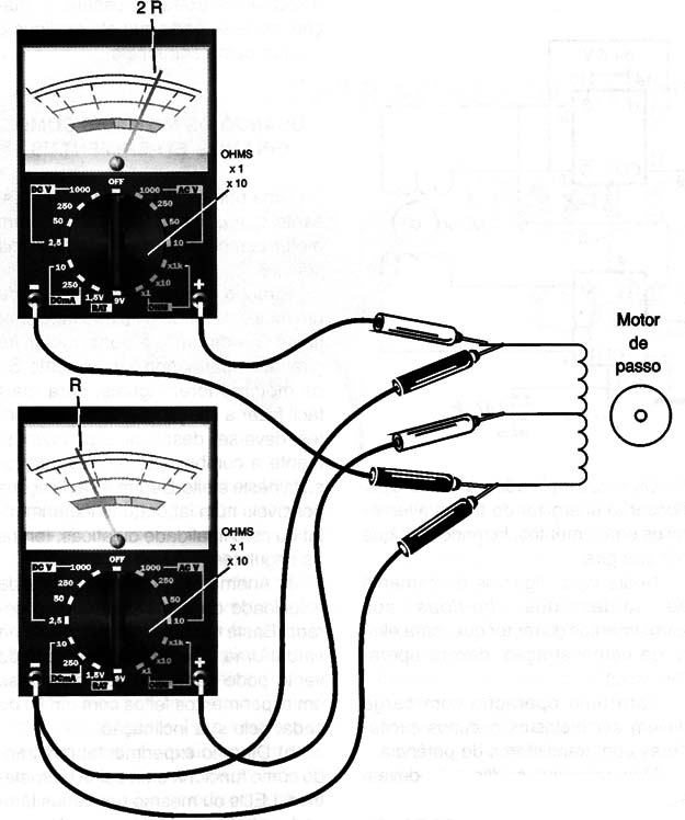 Identificando os enrolamentos do motor de passo.
Identificando os enrolamentos do motor de passo.