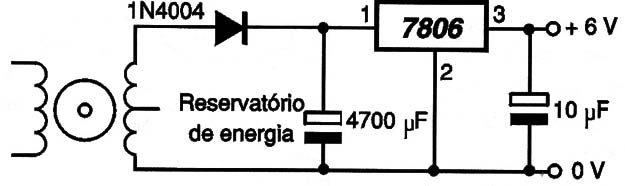 Um “Usina” para alimentar aparelhos de 6 V.
Um “Usina” para alimentar aparelhos de 6 V.
