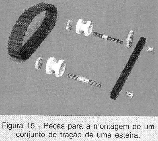 Figura 15 – Peças para a montagem de tração de uma esteira.
Figura 15 – Peças para a montagem de tração de uma esteira.