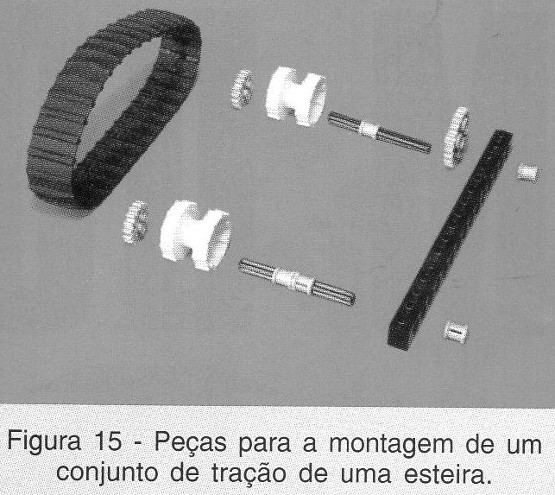 Figura 15 – Peças para a montagem de tração de uma esteira.
