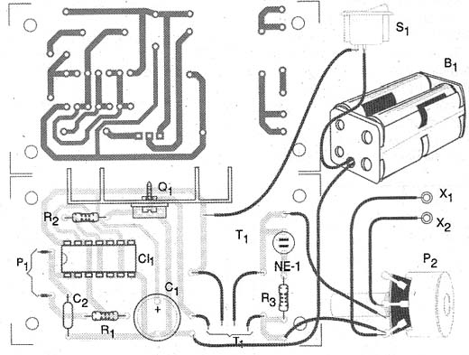 Placa de circuito impresso do estimulador de nervos. 