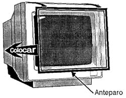 Os protetores de tela são colocados na frente do monitor. Os protetores de tela são colocados na frente do monitor.
