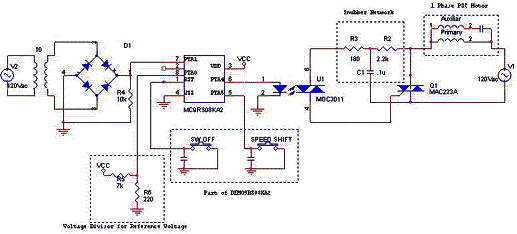 Circuito completo do controle de motor de ventilador de teto. 