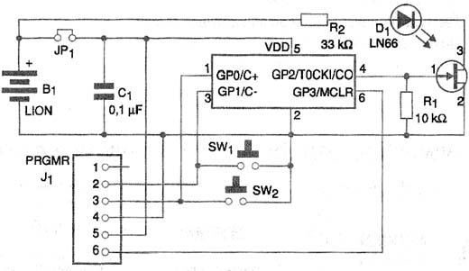 O circuito para o controle remoto. O circuito para o controle remoto.