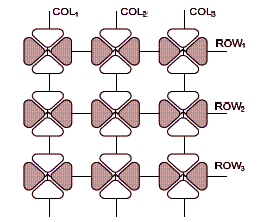 4 segmentos para cada tecla isoladas eletricamente. 