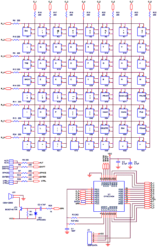 Diagrama elétrico do teclado. Diagrama elétrico do teclado.