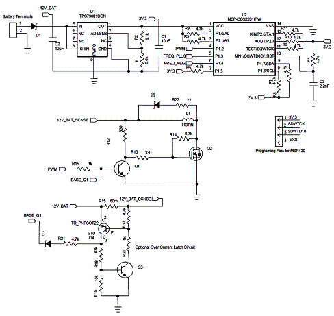 Figura 1 - Diagrama completo da buzina eletrônica da Texas Instruments
