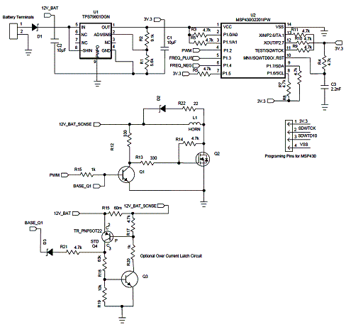 Figura 1 - Diagrama completo da buzina eletrônica da Texas Instruments
Figura 1 - Diagrama completo da buzina eletrônica da Texas Instruments