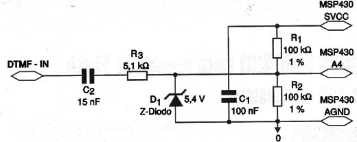 Acoplamento dos sinais DTMF ao MSP430.
Acoplamento dos sinais DTMF ao MSP430.