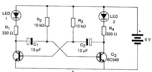 Diagrama completo do pisca-pisca de LED. 