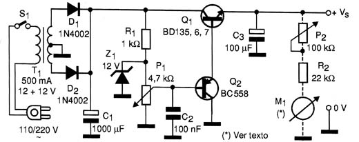 Diagrama da Fonte de Alimentação 0-12 V x 500 mA Diagrama da Fonte de Alimentação 0-12 V x 500 mA