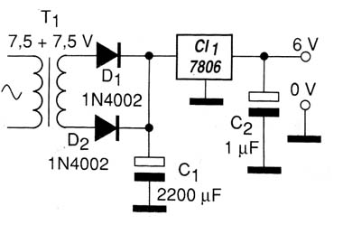 Diagrama da fonte de 6 V. 