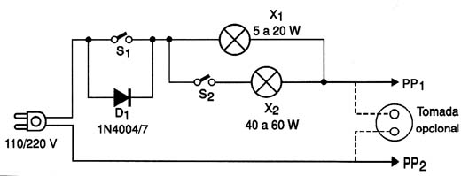 Diagrama da lâmpada de série. Diagrama da lâmpada de série.
