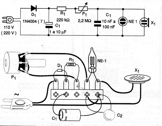Diagrama e montagem na ponte de terminais. Diagrama e montagem na ponte de terminais.