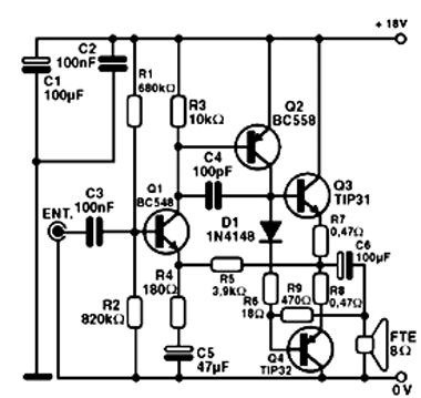 Figura 1 - Diagrama completo do amplificador
Figura 1 - Diagrama completo do amplificador