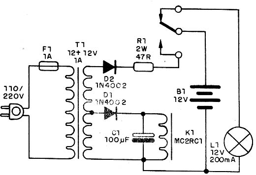 Figura 1 - Diagrama completo da luz de emergência
Figura 1 - Diagrama completo da luz de emergência