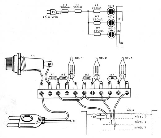 Figura 1 - Diagrama e montagem do detetor
Figura 1 - Diagrama e montagem do detetor