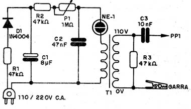 Figura 1- Diagrama do gerador de áudio neon
Figura 1- Diagrama do gerador de áudio neon
