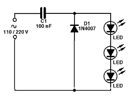 Figura 3 - Circuito para 3 LEDs Figura 3 - Circuito para 3 LEDs