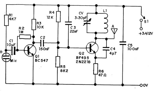 Figura 1 – Diagrama do transmissor espião de FM
Figura 1 – Diagrama do transmissor espião de FM