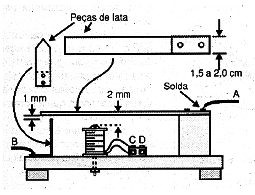 Figura 2 – Montagem do relé experimental utilizando material de sucata.
