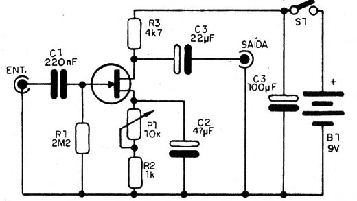 Figura 1 – Diagrama completo do pré-amplificador
Figura 1 – Diagrama completo do pré-amplificador