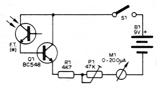    Figura 1 – Fotômetro com foto-transistor e indicador
