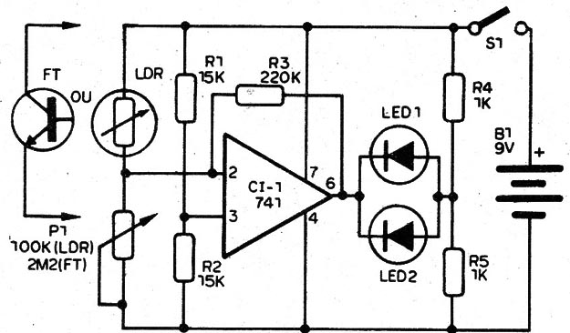   Figura 1- Circuito completo do fotômetro
