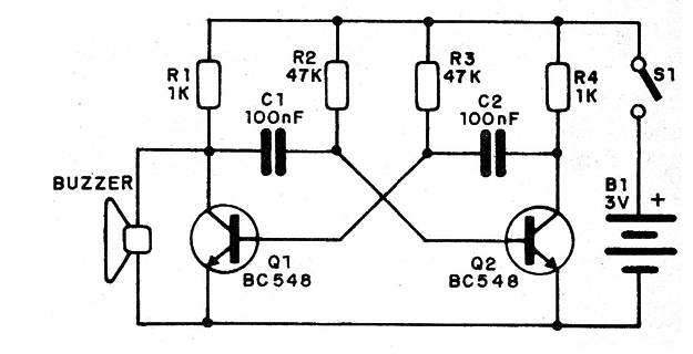 Figura 1 – Circuito do oscilador para buzzer
Figura 1 – Circuito do oscilador para buzzer