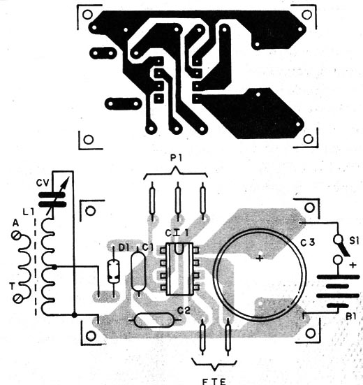 Figura 2 – Placa de circuito impresso para o receptor
Figura 2 – Placa de circuito impresso para o receptor