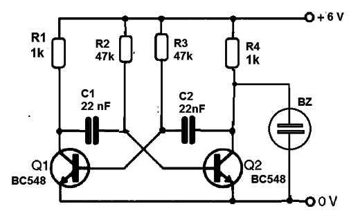Figura 1- Diagrama do multivibrador de áudio
