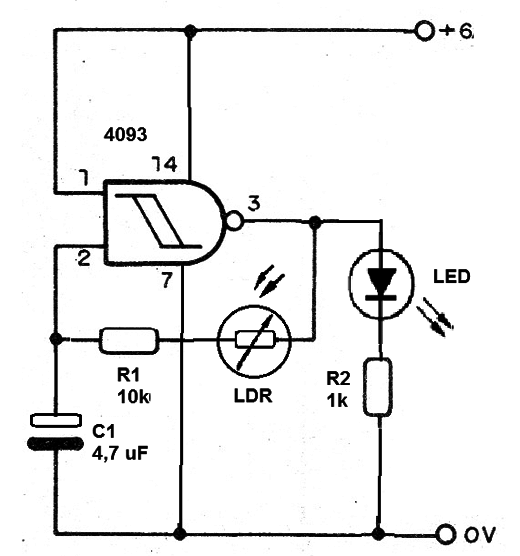 Figura 1 – Circuito do pisca-pisca com LED usando o 4093
