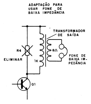 Figura 5 – Usando fone de baixa impedância
Figura 5 – Usando fone de baixa impedância