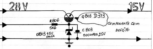 Diagrama do setor com defeito feito pelo autor.
