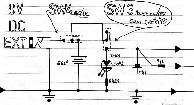 Diagrama do setor com defeito feito pelo autor.
