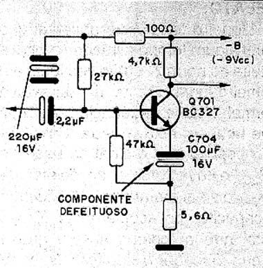 Diagrama do setor com defeito feito pelo autor.