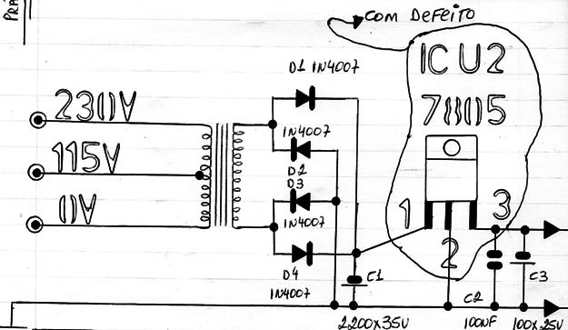 Diagrama do setor com defeito feito pelo autor.
Diagrama do setor com defeito feito pelo autor.