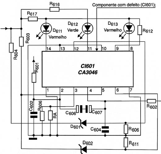 Diagrama do setor com defeito feito pelo autor.