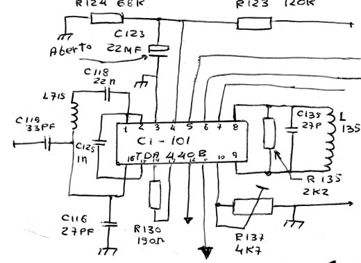 Diagrama do setor com defeito feito pelo autor.