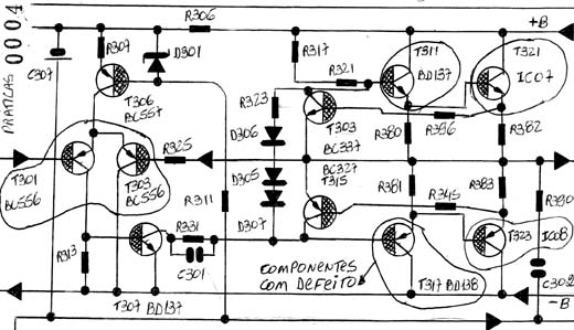 Diagrama do setor com defeito feito pelo autor. 