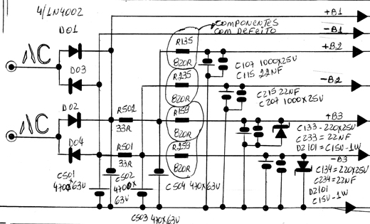 Diagrama do setor com defeito feito pelo autor. Diagrama do setor com defeito feito pelo autor.