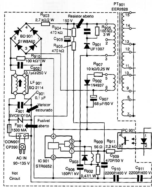 Diagrama do setor do aparelho fornecido pelo autor.
