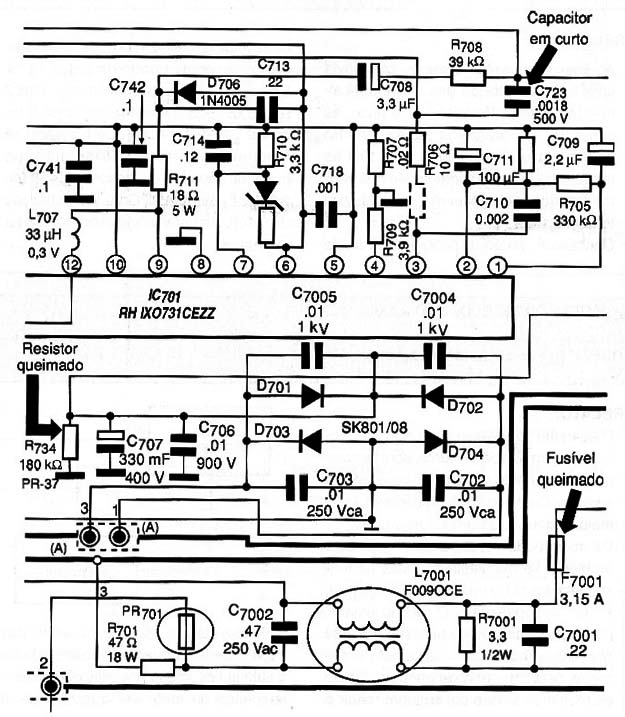 Diagrama do setor do aparelho fornecido pelo autor.
