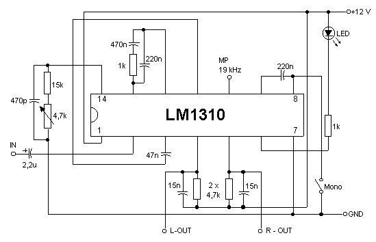 Figura 16 – Decodificador FM Estéreo com o LM1310
Figura 16 – Decodificador FM Estéreo com o LM1310